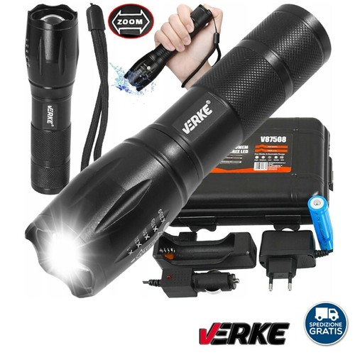 Torcia led potente con zoom - torcia,