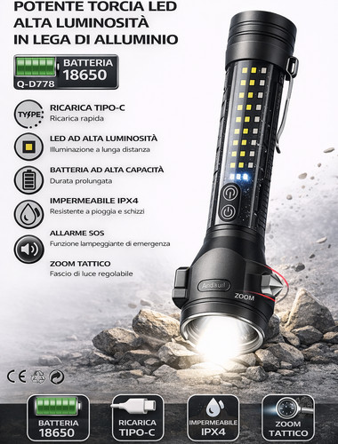 Torcia led ricaricabile - torcia,